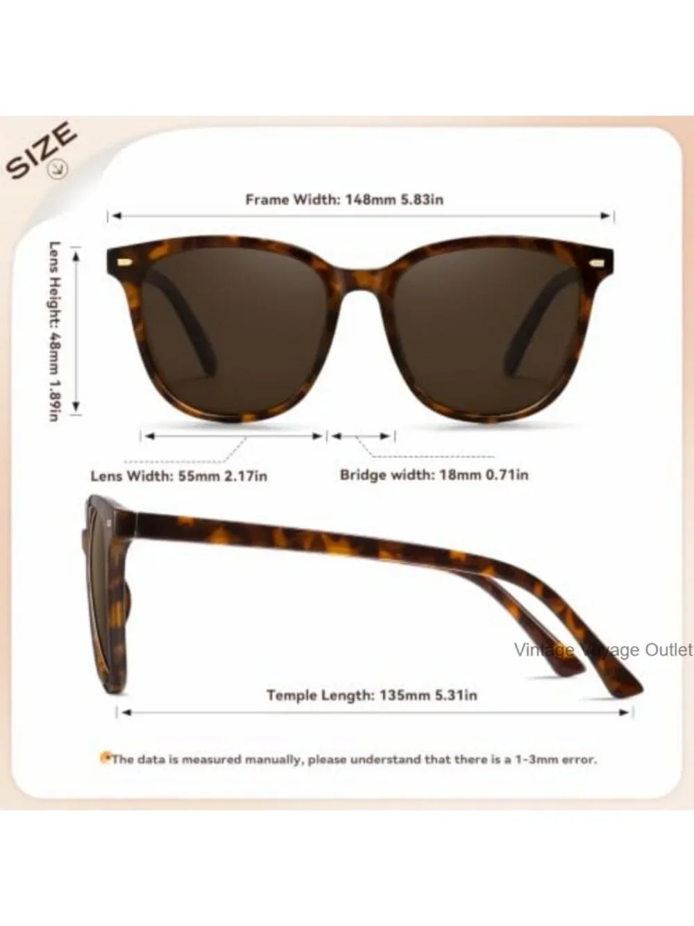 Retro Oversized Polarized Sunglasses UV400 Protection
